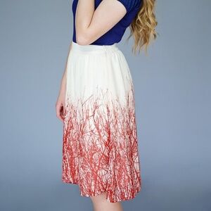 Mikarose Yellowberry A-line Knee-Length Cream Midi Skirt  Size XS